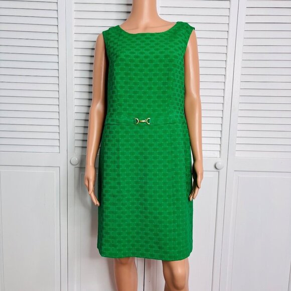 New TAKBOTS Green Textured Sleeveless Sheath Dress Size 12P - Picture 1 of 8